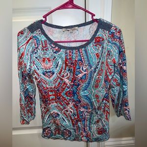Blue, red shirt; size small